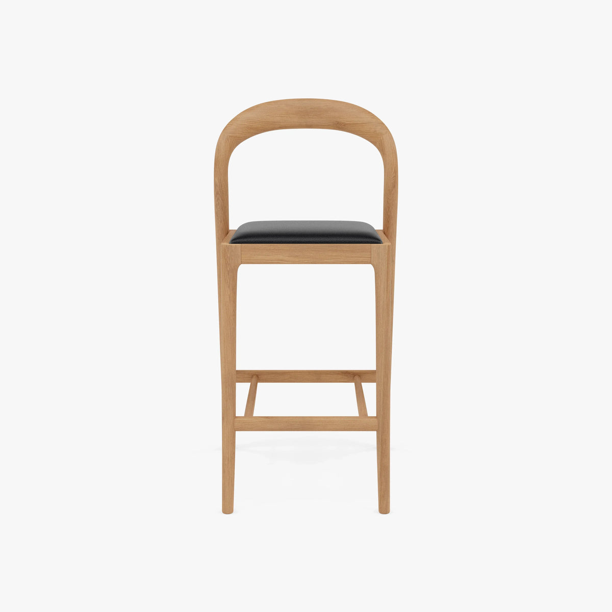 Sara Counter Stool Black Leather Solid American Oak