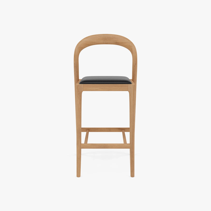 Sara Counter Stool Black Leather Solid American Oak