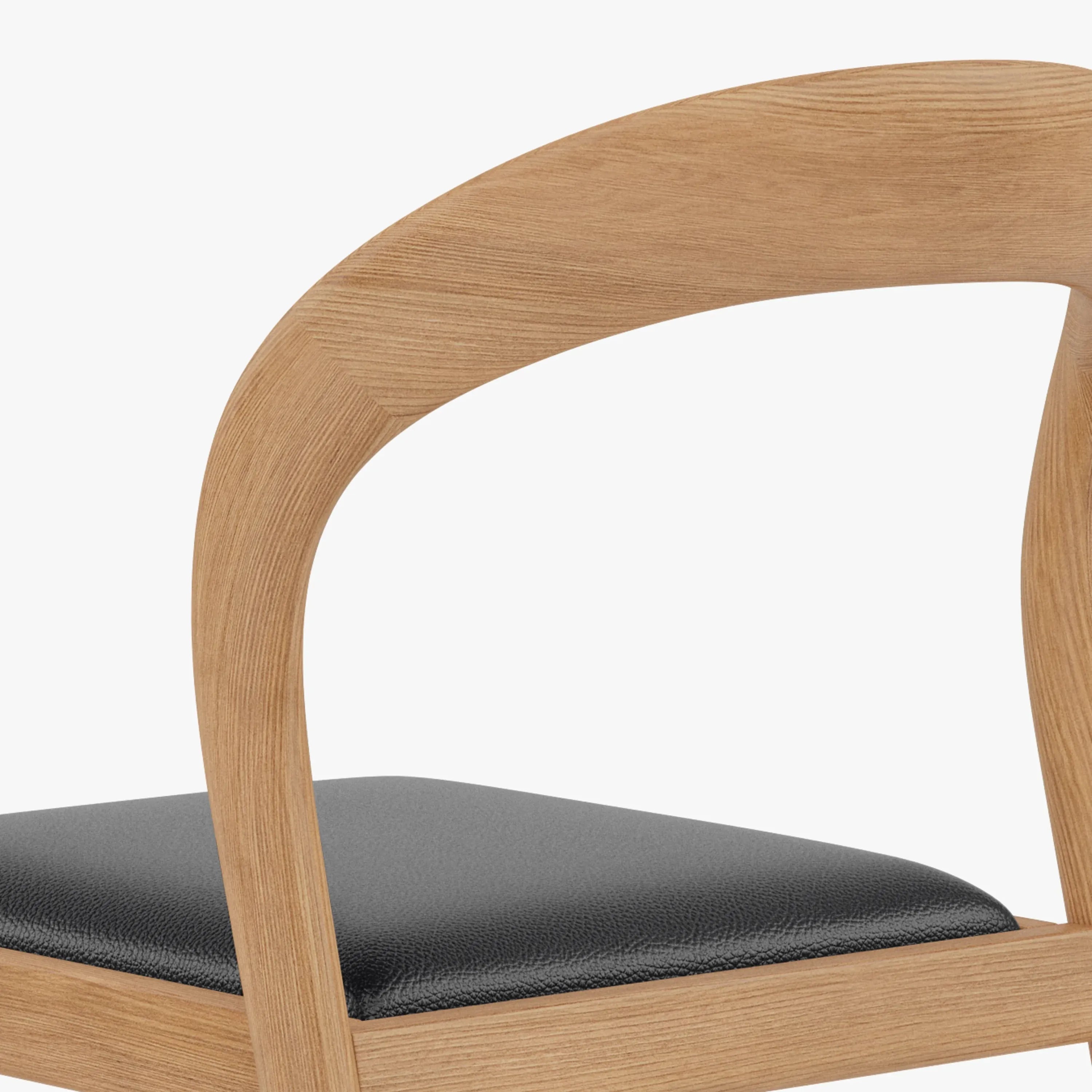 Sara Counter Stool Black Leather Solid American Oak