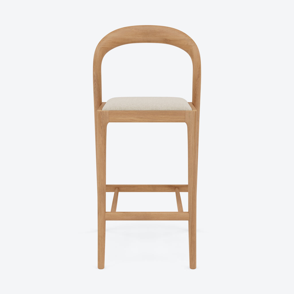 Sara Counter Stool - Solid American Oak with Oatmeal Beige Fabric