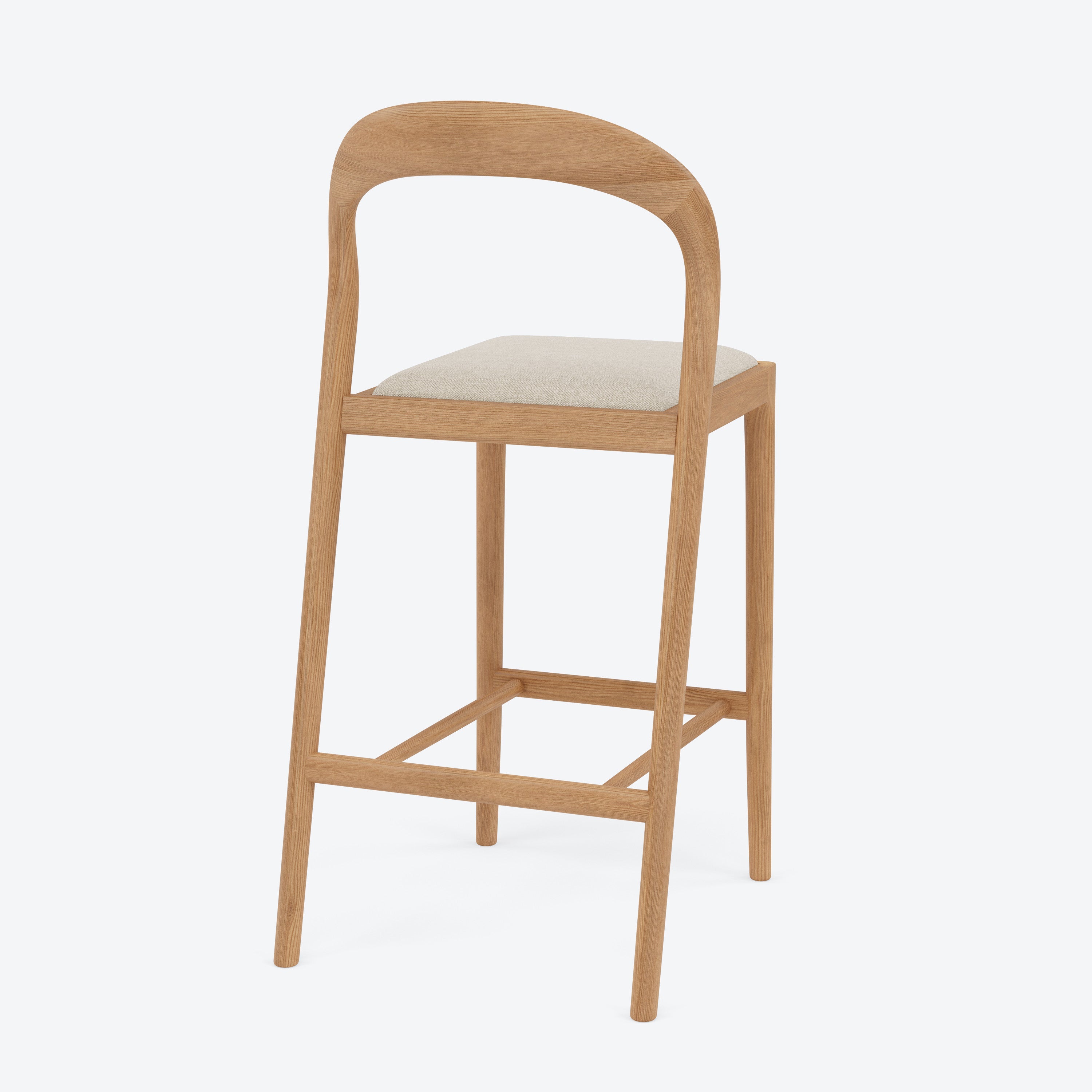 Sara Counter Stool - Solid American Oak with Oatmeal Beige Fabric