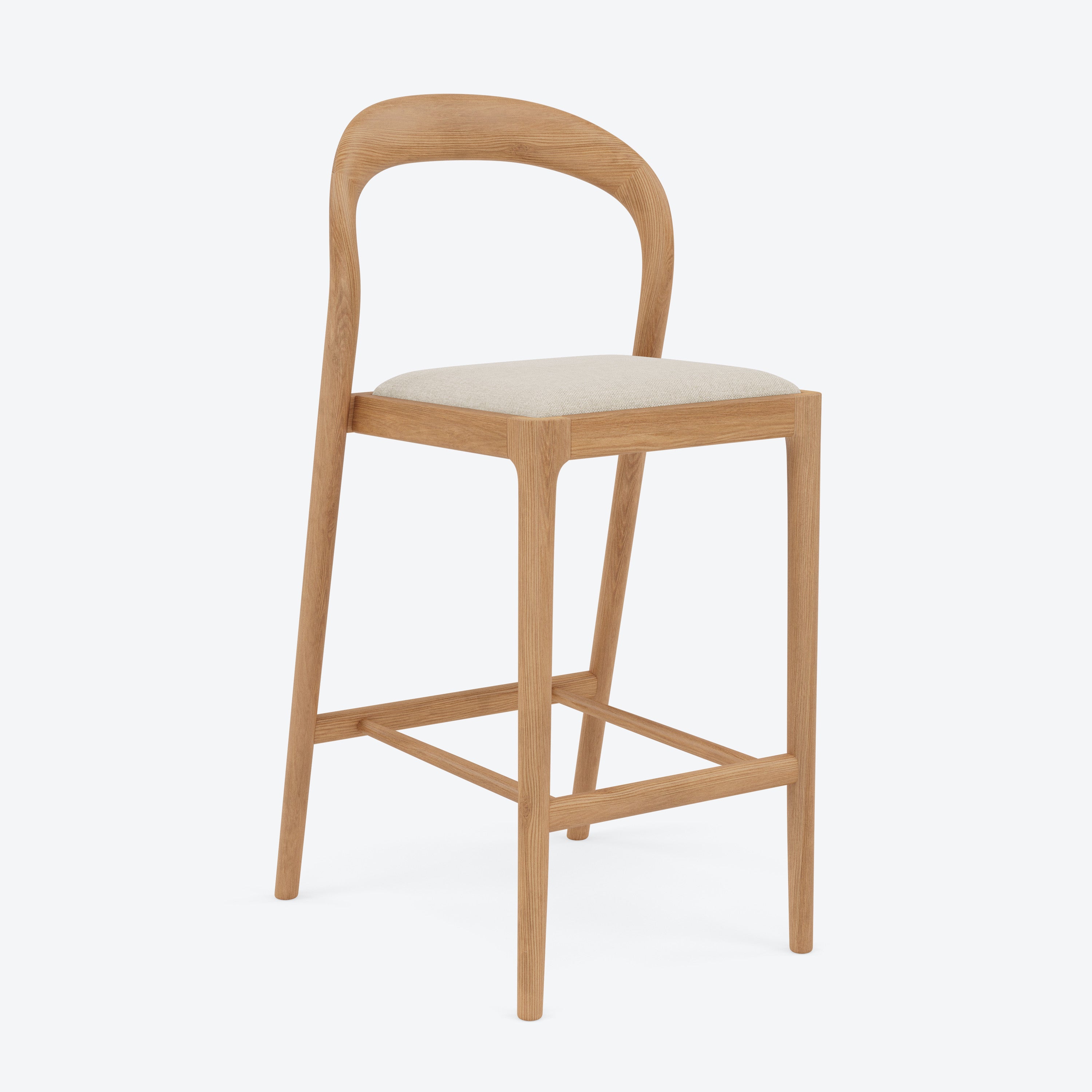 Sara Counter Stool - Solid American Oak with Oatmeal Beige Fabric