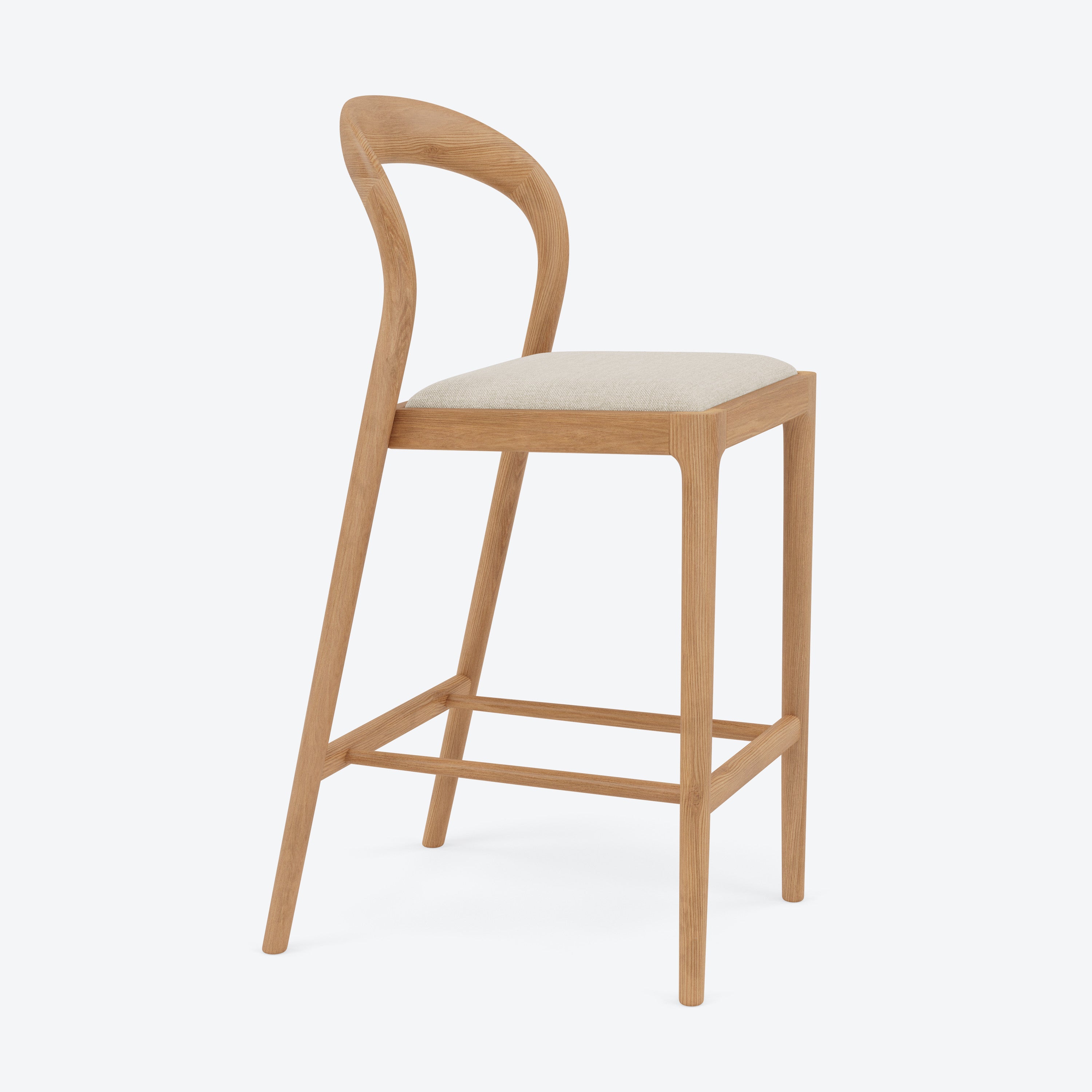 Sara Counter Stool - Solid American Oak with Oatmeal Beige Fabric