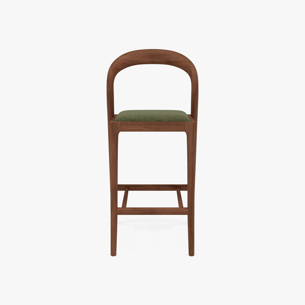 Sara Counter Stool Aloe Green Fabric Solid American Walnut