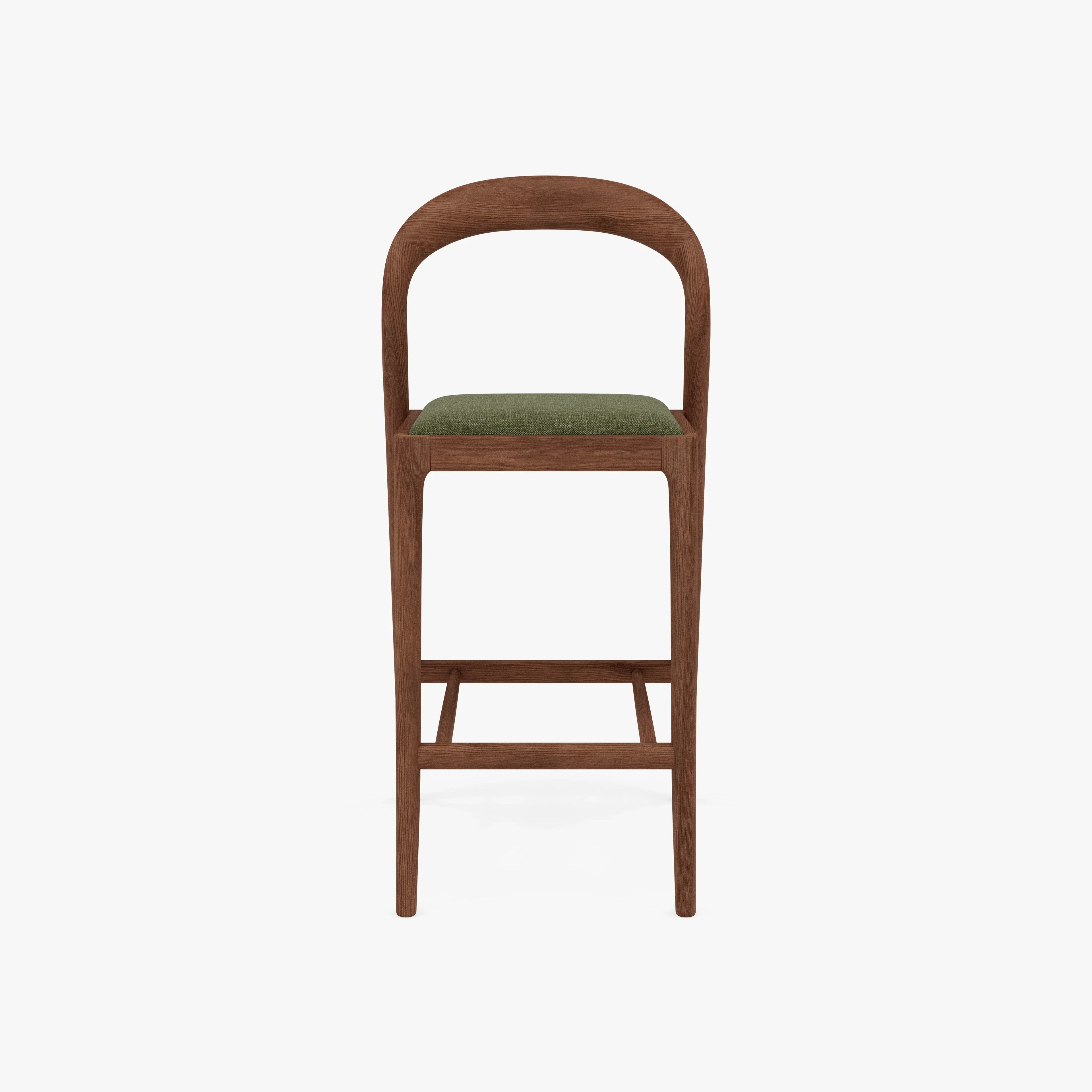 Sara Counter Stool Aloe Green Fabric Solid American Walnut