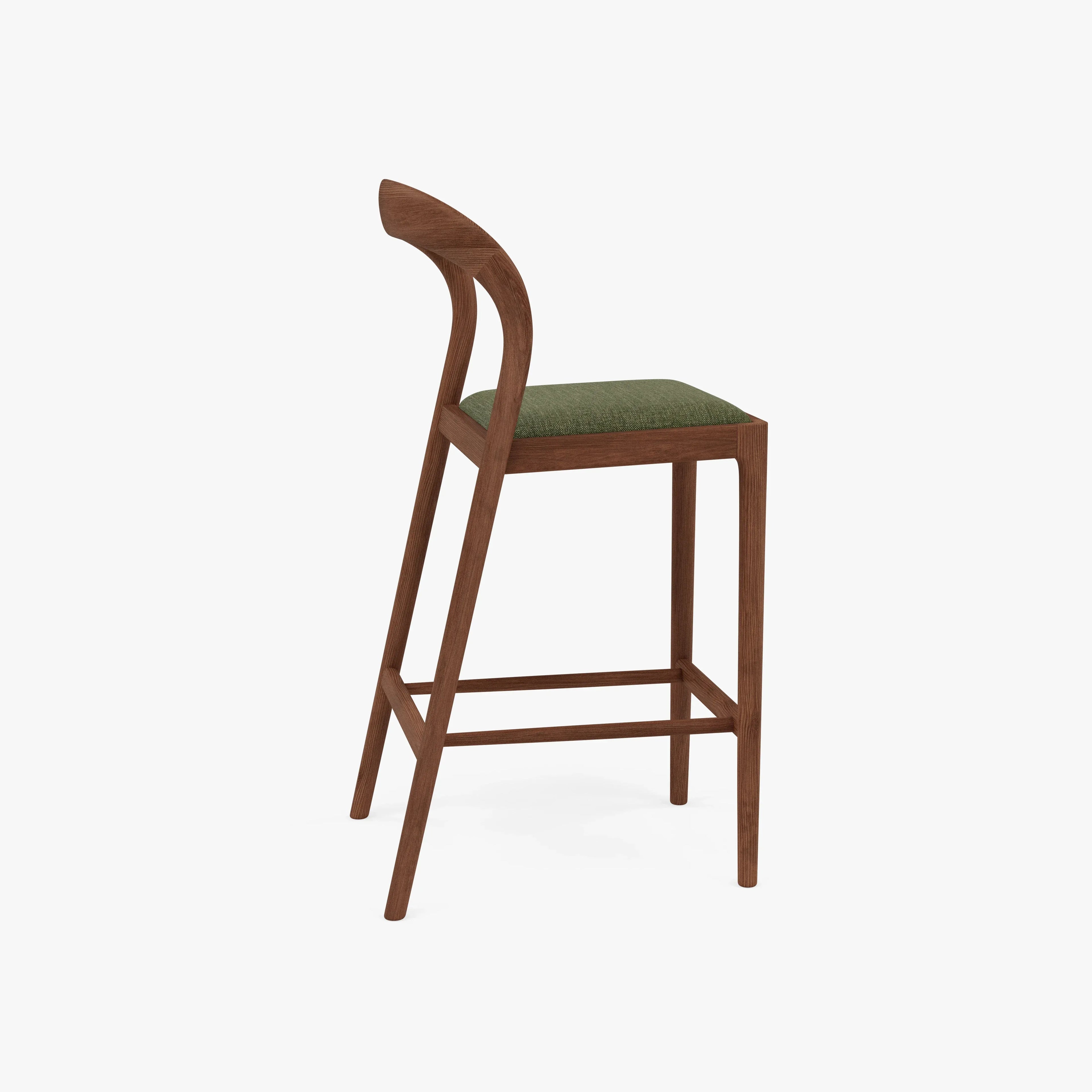 Sara Counter Stool Aloe Green Fabric Solid American Walnut