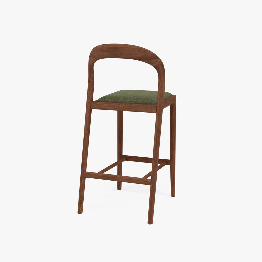 Sara Counter Stool Aloe Green Fabric Solid American Walnut