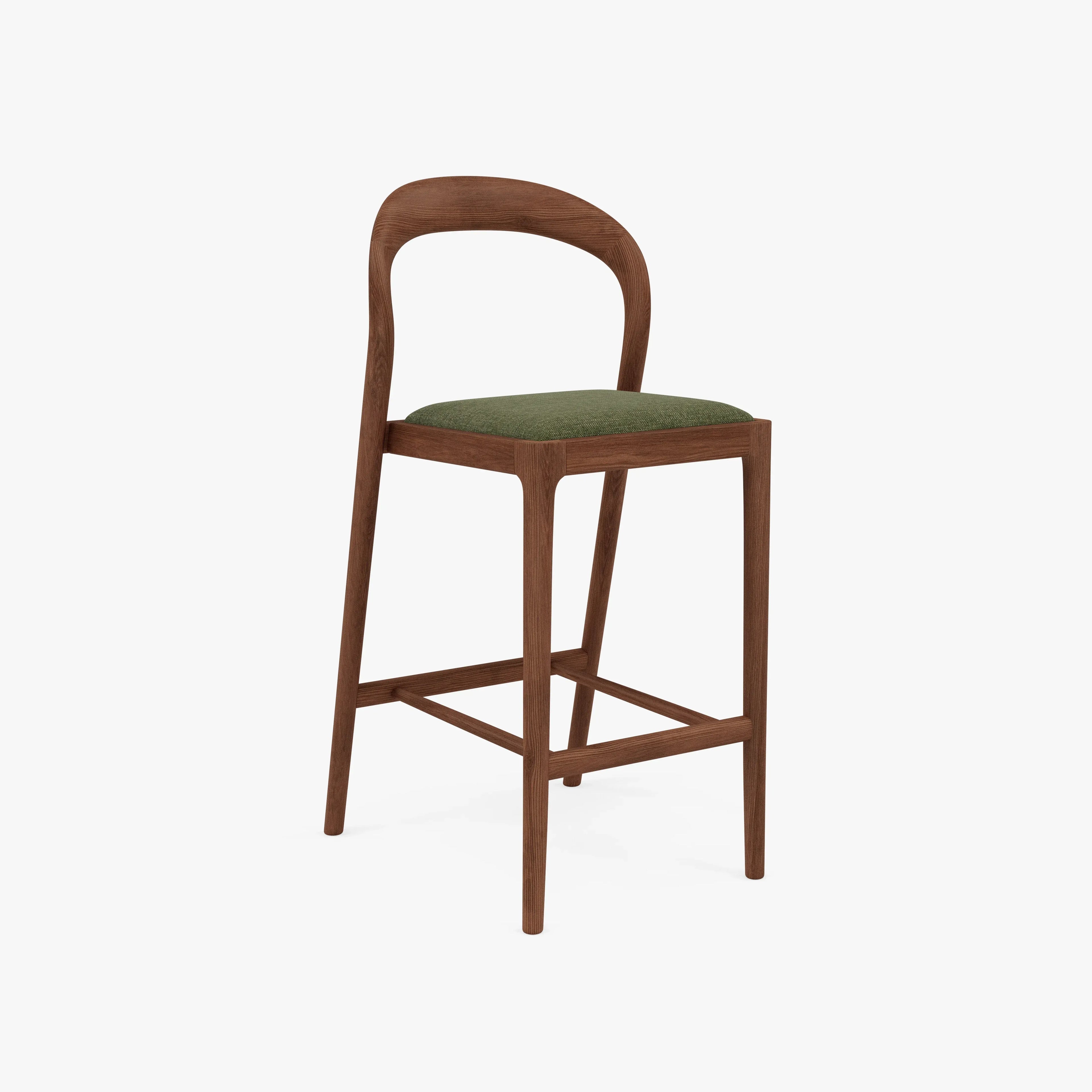 Sara Counter Stool Aloe Green Fabric Solid American Walnut