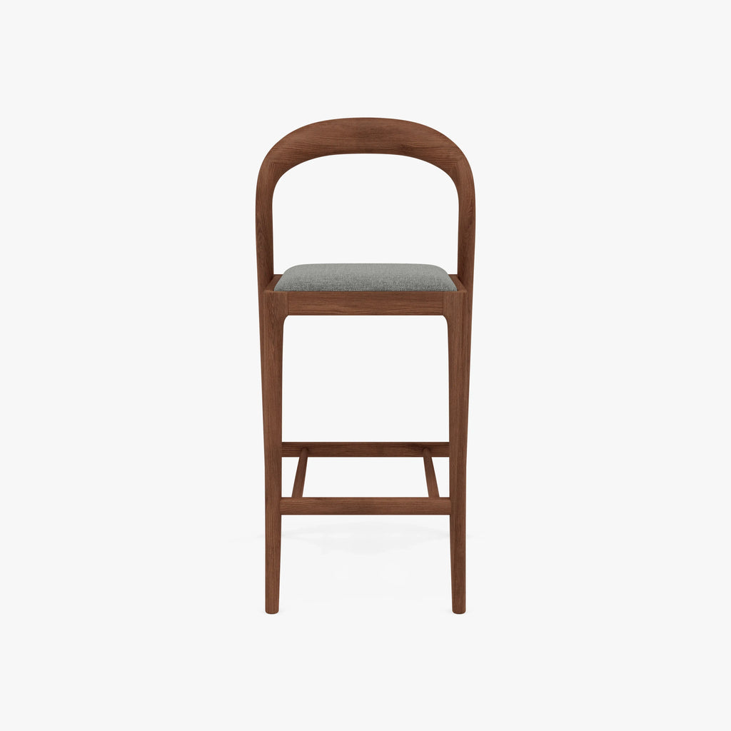 Sara Counter Stool Pewter Gray Fabric Solid American Walnut