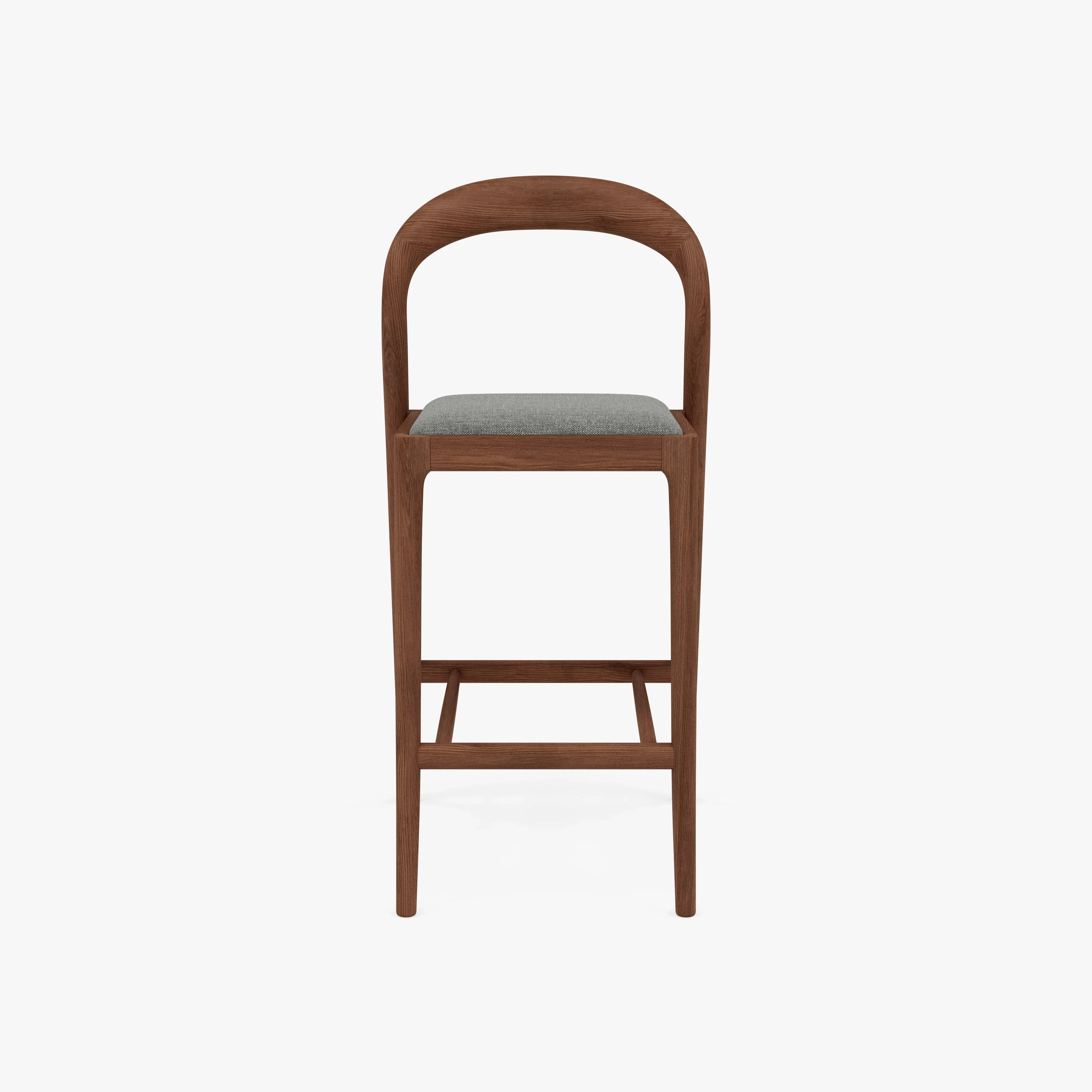 Sara Counter Stool Pewter Gray Fabric Solid American Walnut