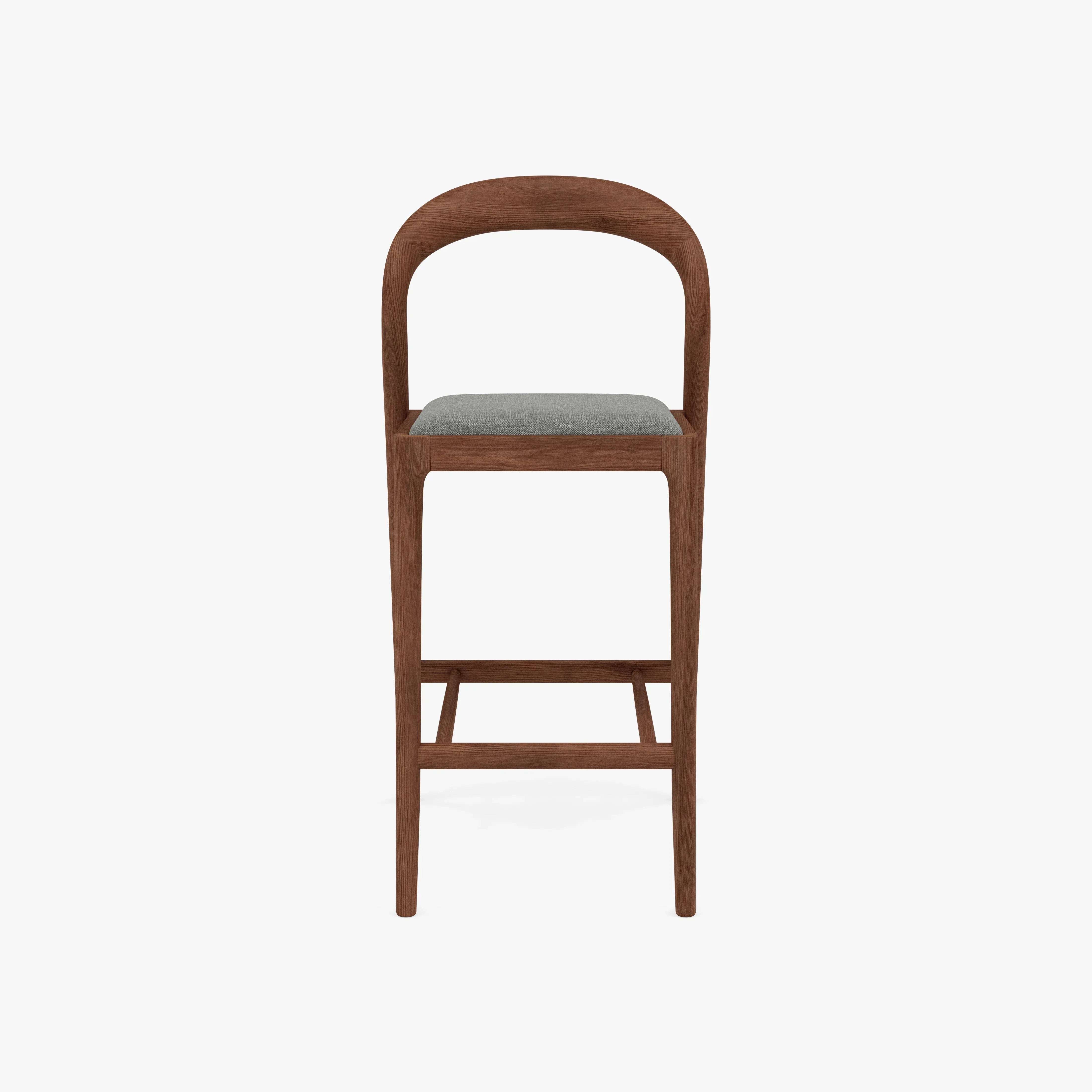 Sara Counter Stool - Solid American Walnut with Pewter Gray Fabric 