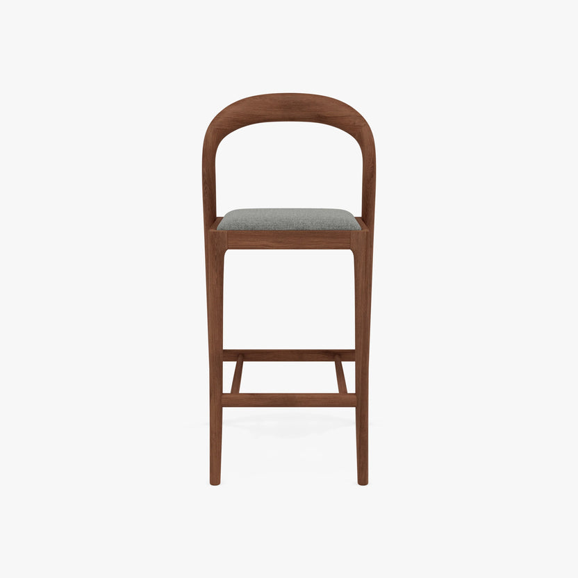 Sara Counter Stool Pewter Gray Fabric Solid American Walnut