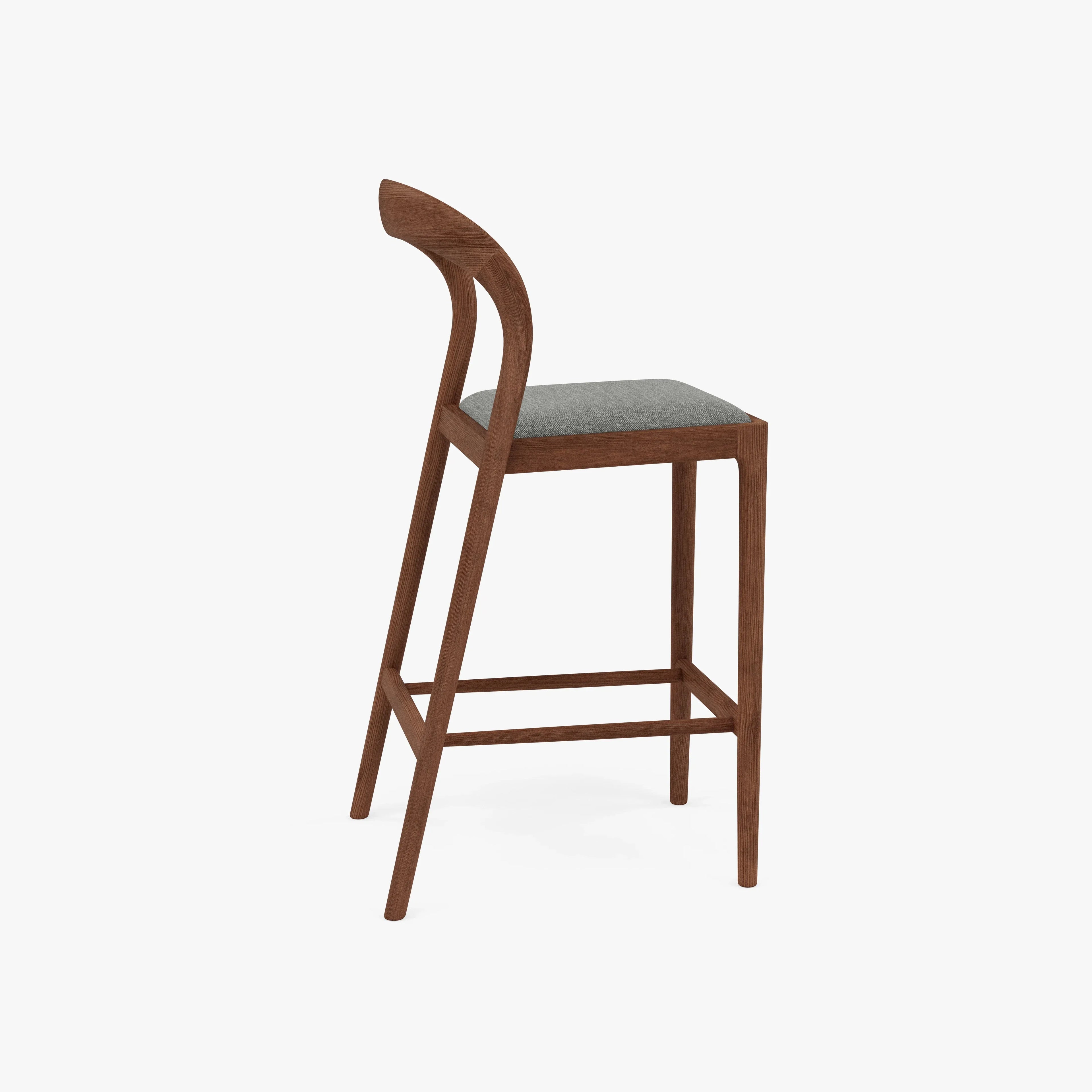 Sara Counter Stool Pewter Gray Fabric Solid American Walnut