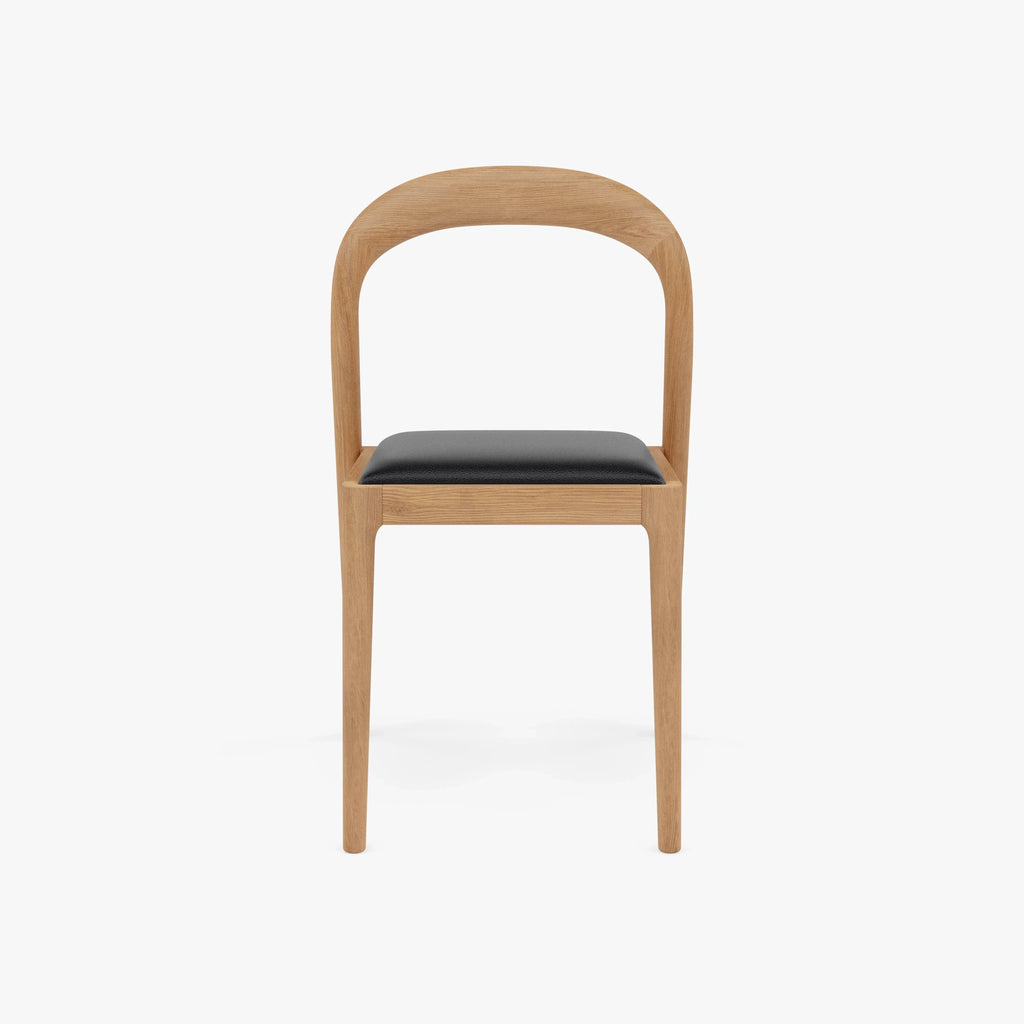 Sara Dining Chair Black Leather Solid American Oak