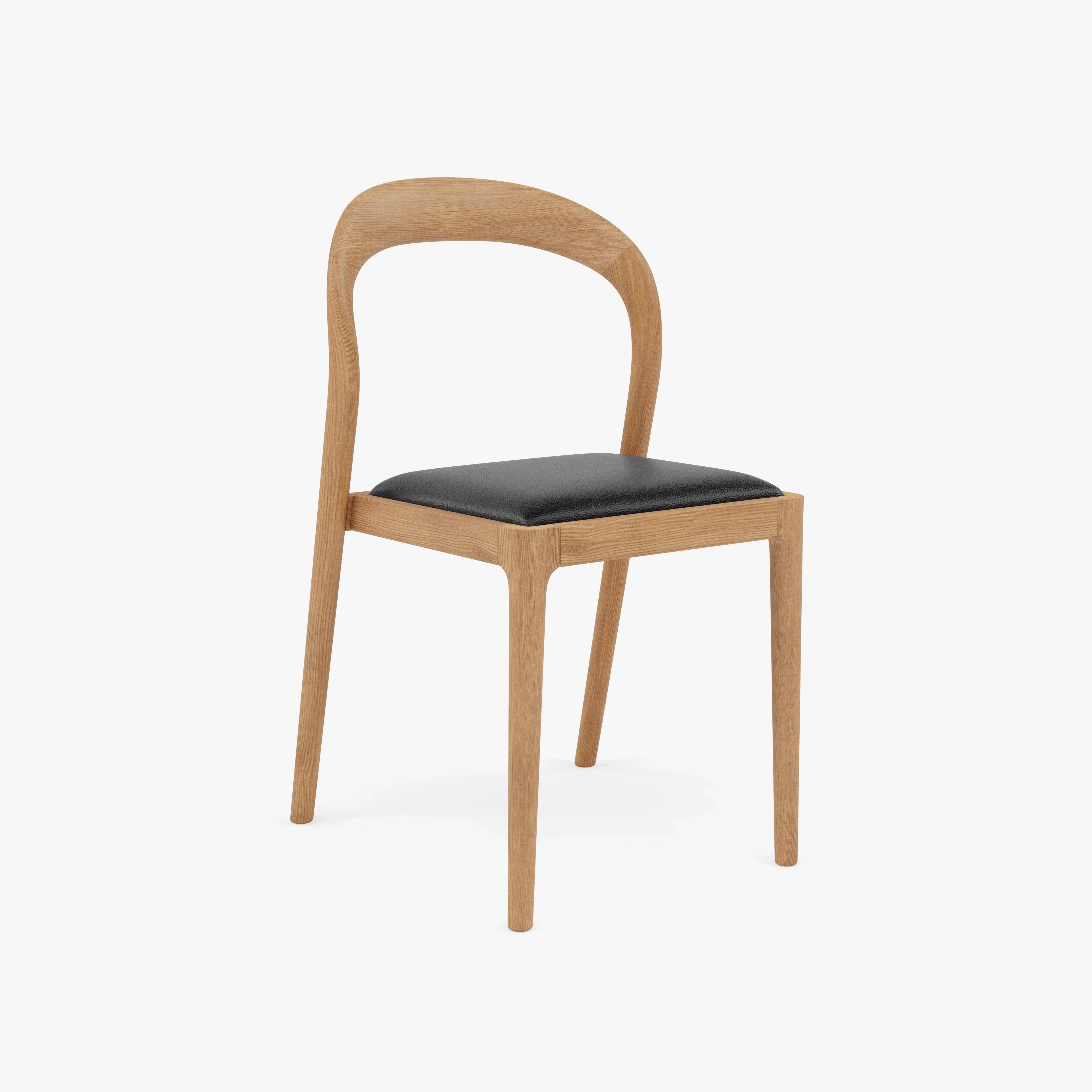 Sara Dining Chair Black Leather Solid American Oak