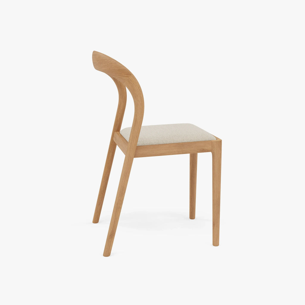 Sara Dining Chair Oatmeal Beige Fabric Solid American Oak