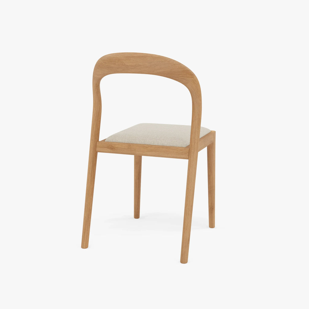 Sara Dining Chair Oatmeal Beige Fabric Solid American Oak