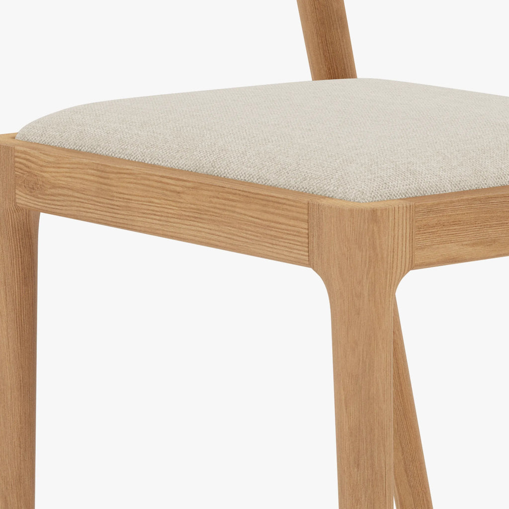 Sara Dining Chair Oatmeal Beige Fabric Solid American Oak