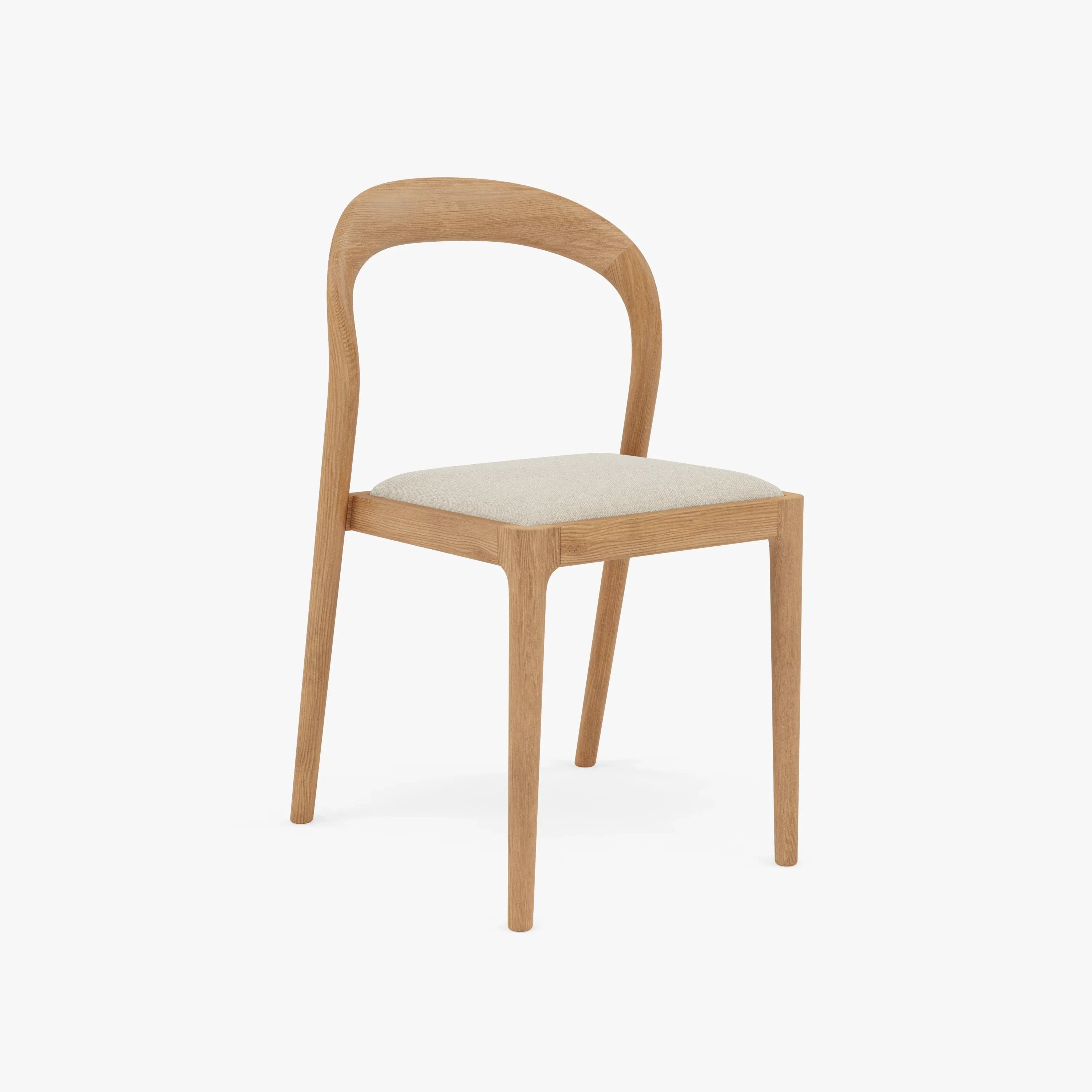 Sara Dining Chair Oatmeal Beige Fabric Solid American Oak