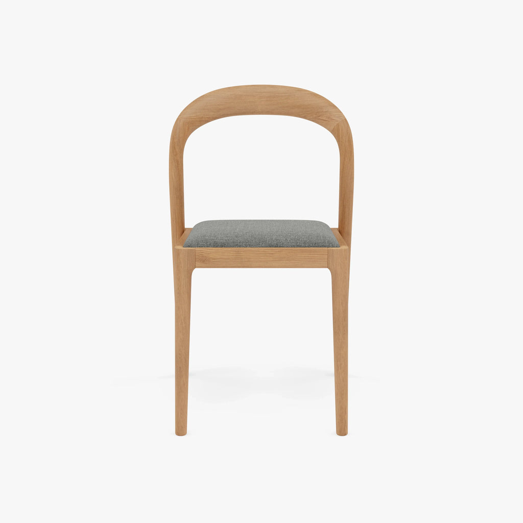 Sara Dining Chair Pewter Gray Fabric Solid American Oak