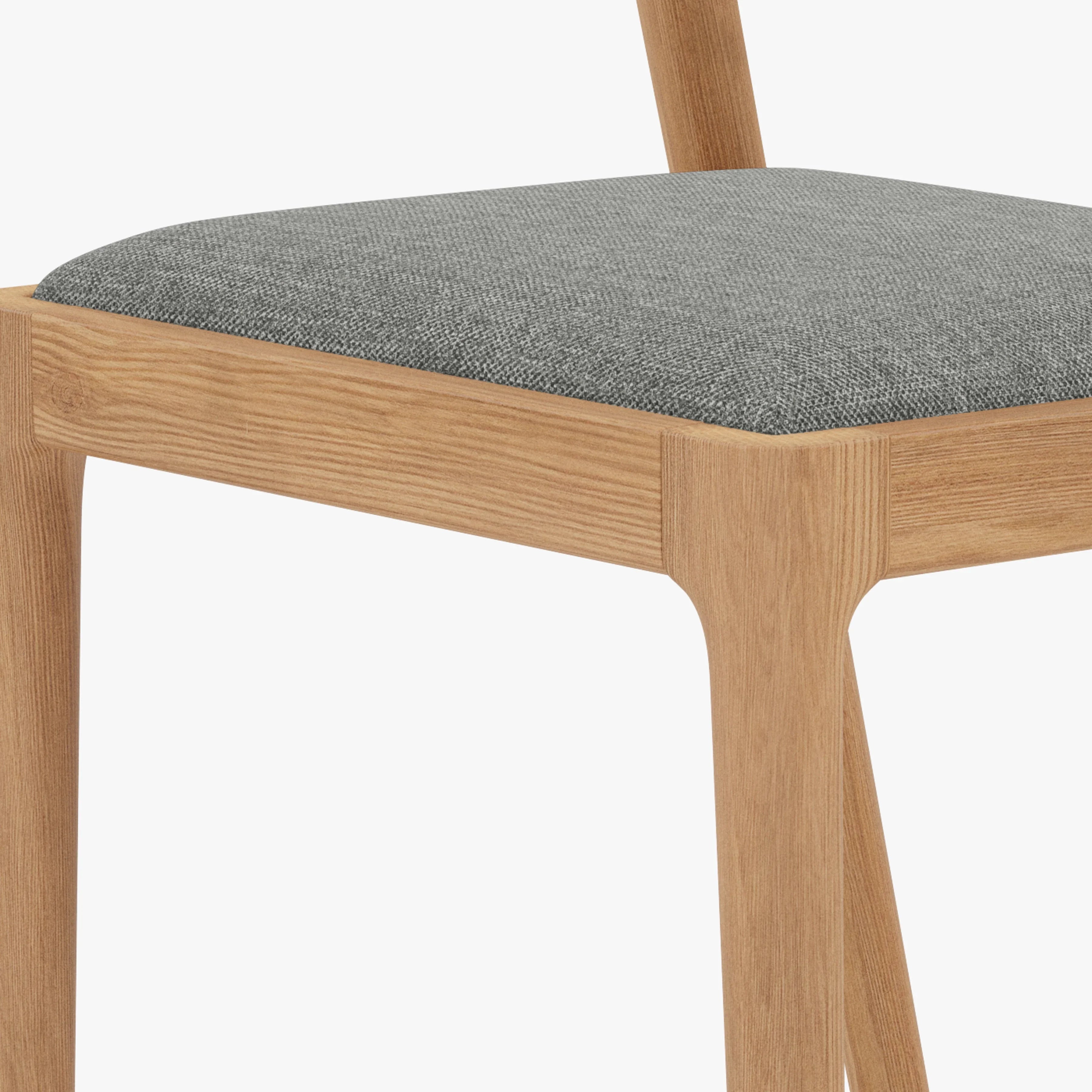 Sara Dining Chair Pewter Gray Fabric Solid American Oak