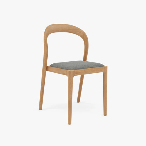 Sara Dining Chair Pewter Gray Fabric Solid American Oak