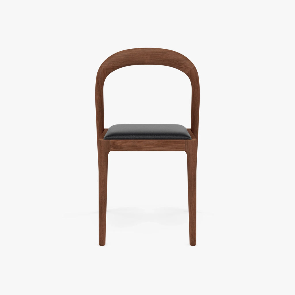 Sara Dining Chair Black Leather Solid American Walnut