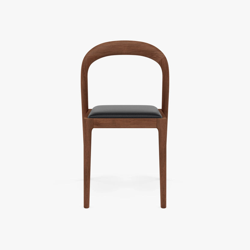 Sara Dining Chair Black Leather Solid American Walnut