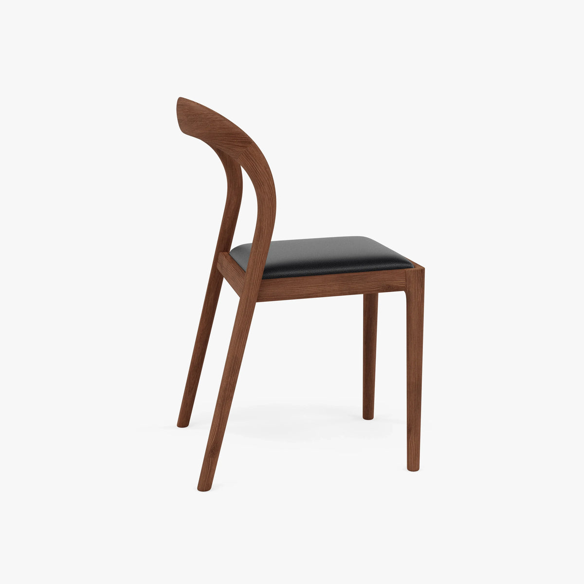 Sara Dining Chair Black Leather Solid American Walnut