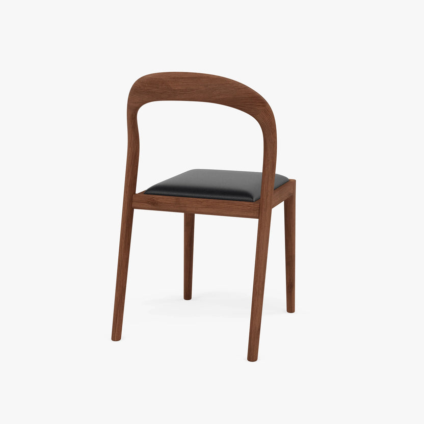 Sara Dining Chair Black Leather Solid American Walnut