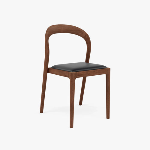 Sara Dining Chair Black Leather Solid American Walnut