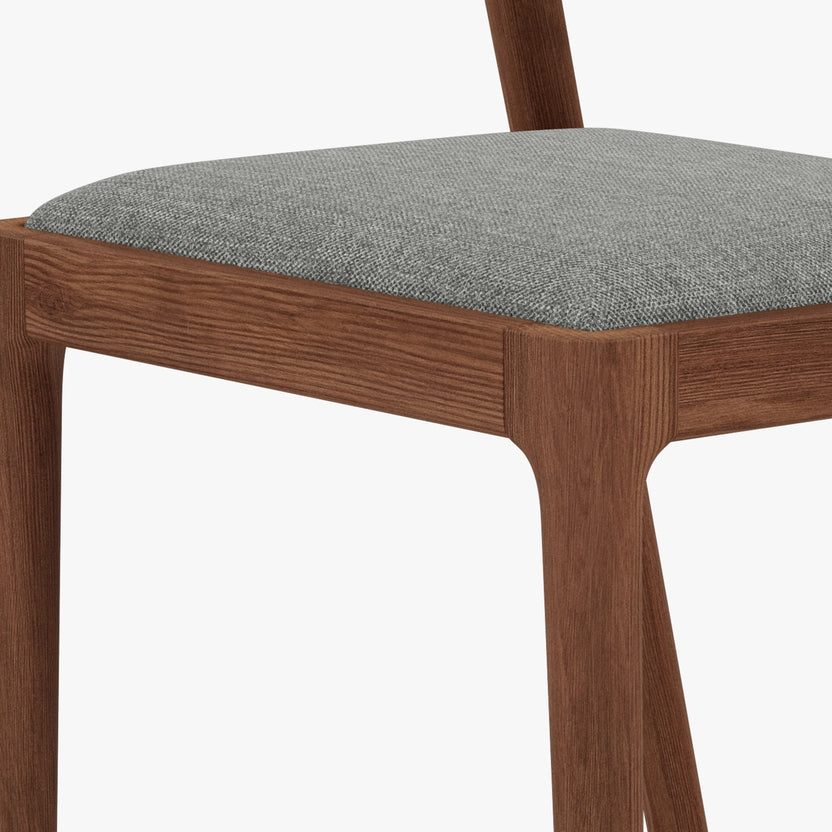 Sara Dining Chair Pewter Gray Fabric Solid American Walnut