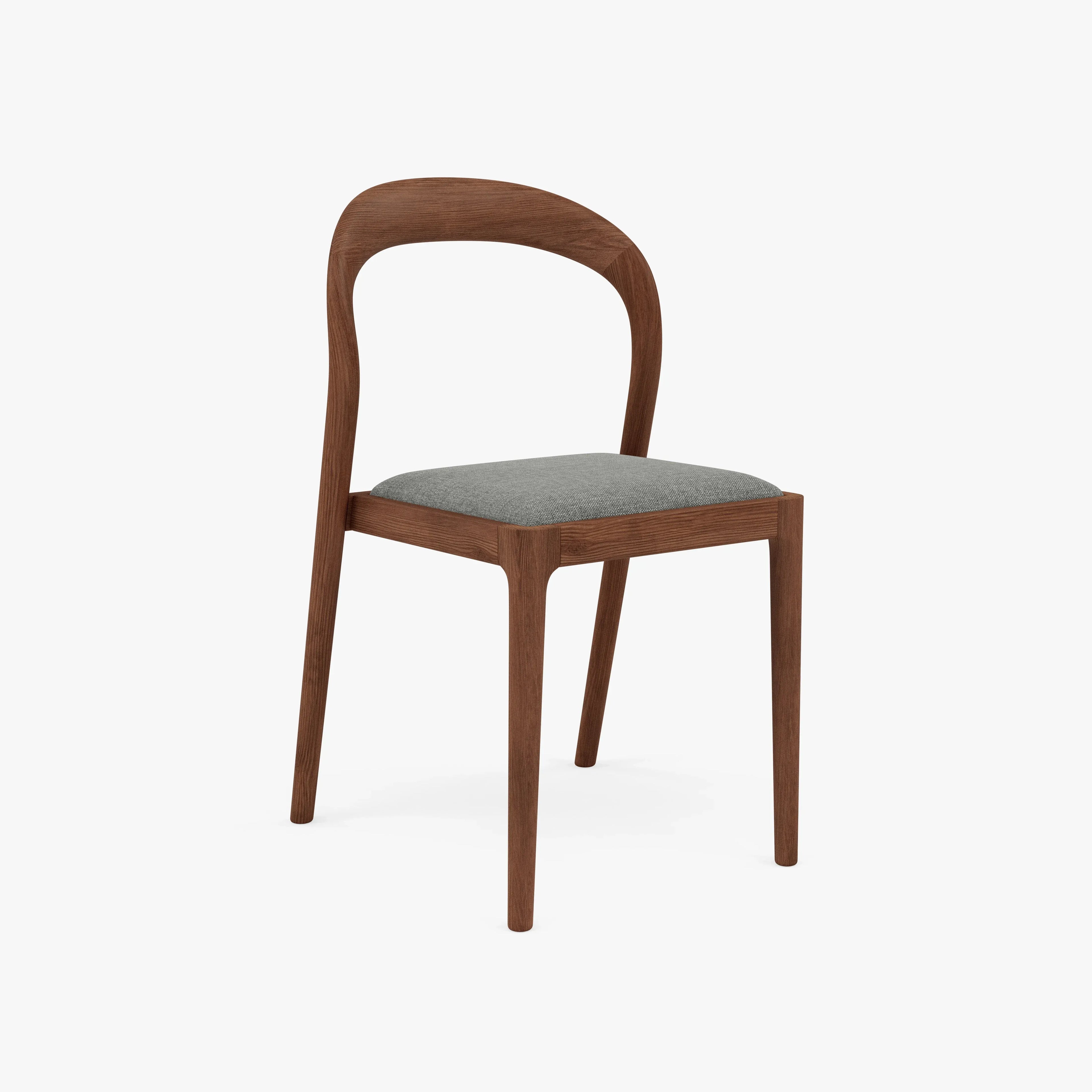 Sara Dining Chair Pewter Gray Fabric Solid American Walnut