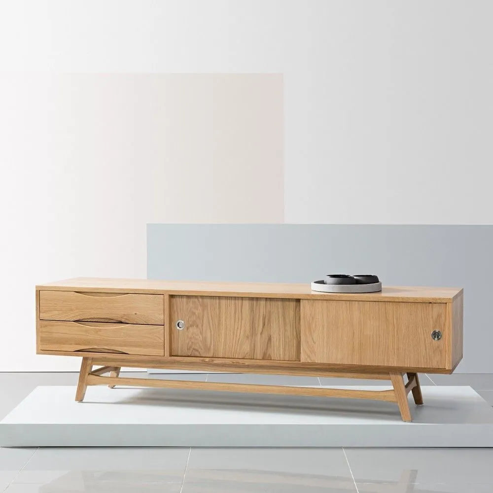 Svend TV and Media Console 71" x 18" Solid American Oak