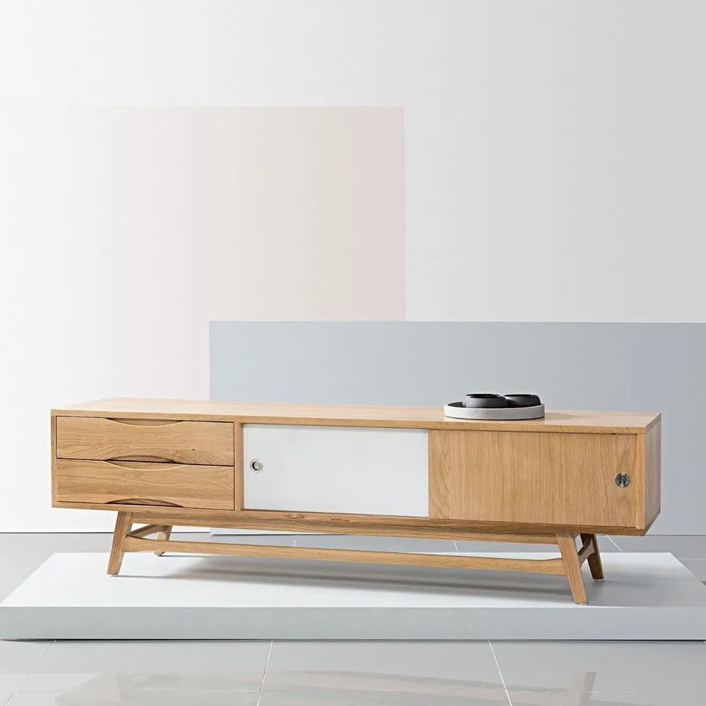 Svend TV and Media Console 71" x 18" Solid American Oak