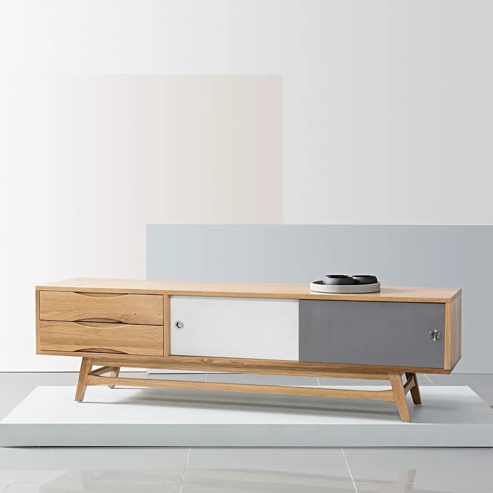Svend TV and Media Console 71" x 18" Solid American Oak