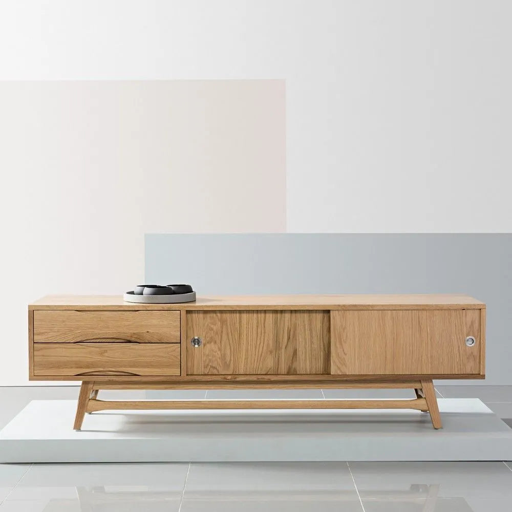 Svend TV and Media Console 71" x 18" Solid American Oak