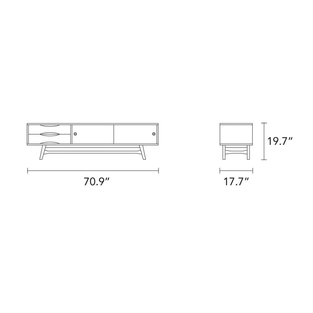 Svend TV and Media Console 71" x 18" Solid American Oak