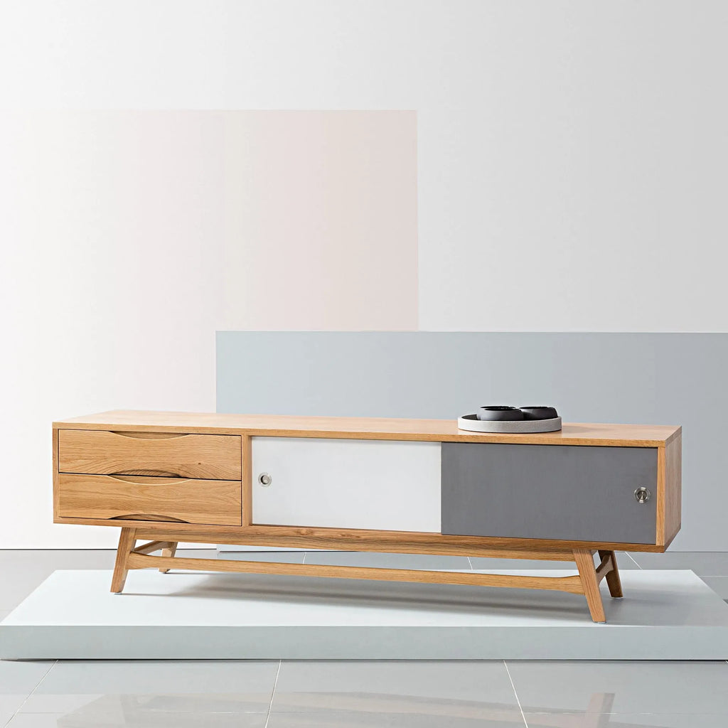 Svend TV and Media Console 71" x 18" Solid American Oak