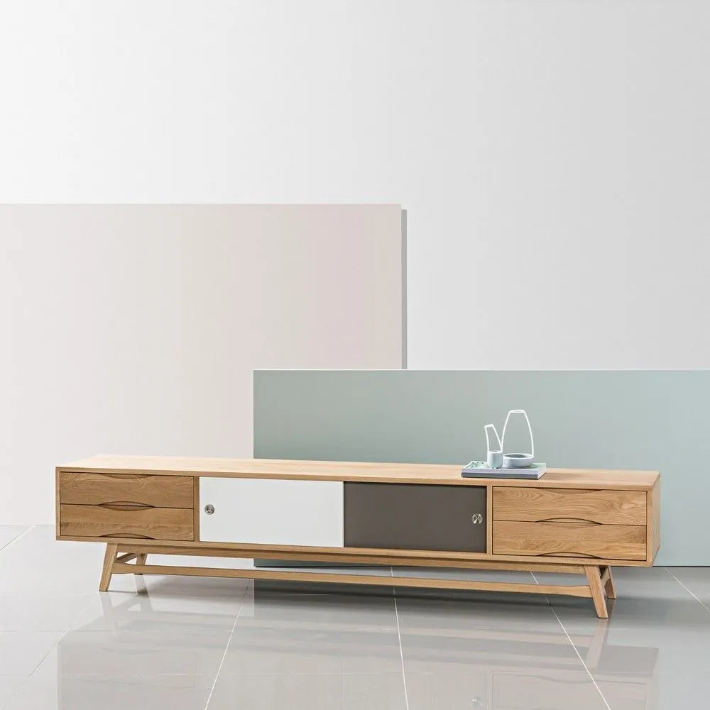 Svend TV and Media Console 95" x 18" Solid American Oak