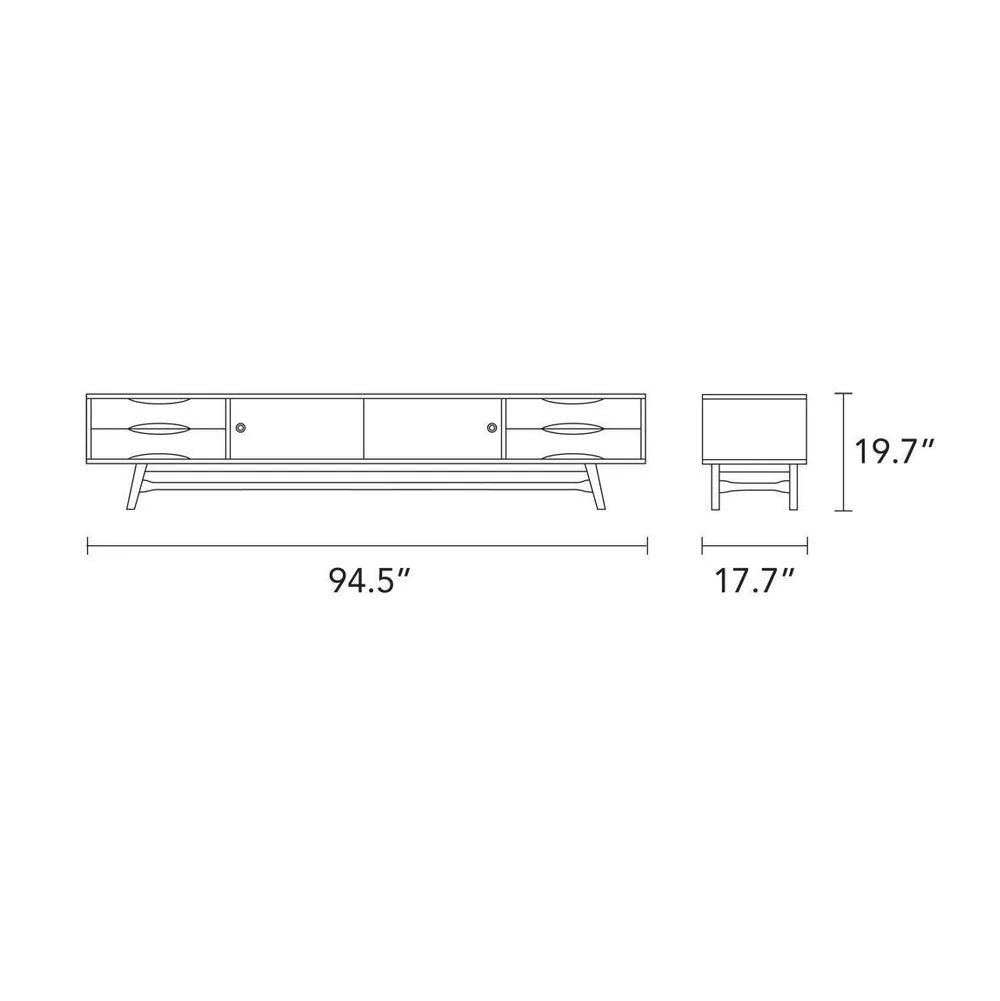 Svend TV and Media Console 95" x 18" Solid American Oak