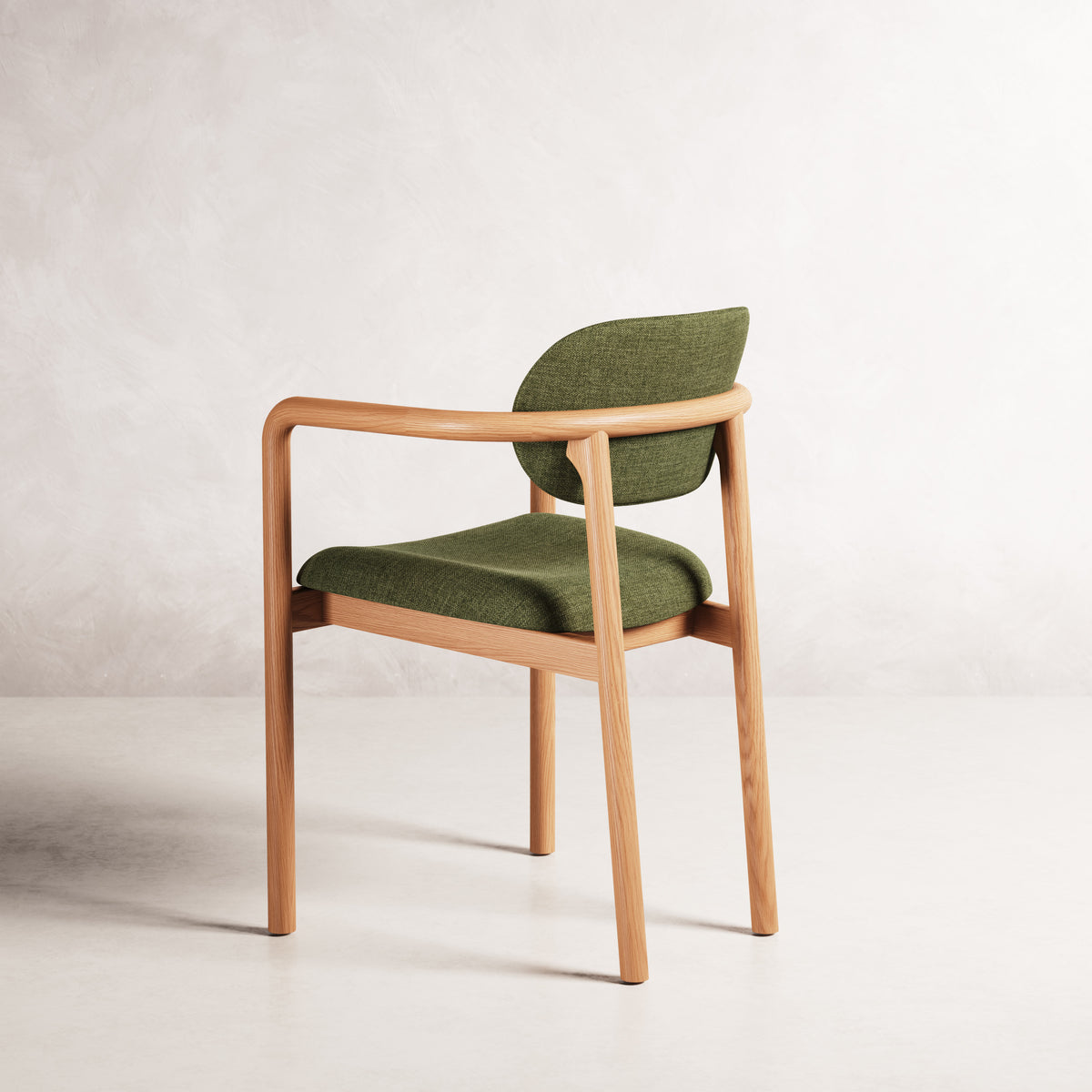 Lando Dining Chair - Solid American Oak with Aloe Green Fabric | 360 View - Frame 21