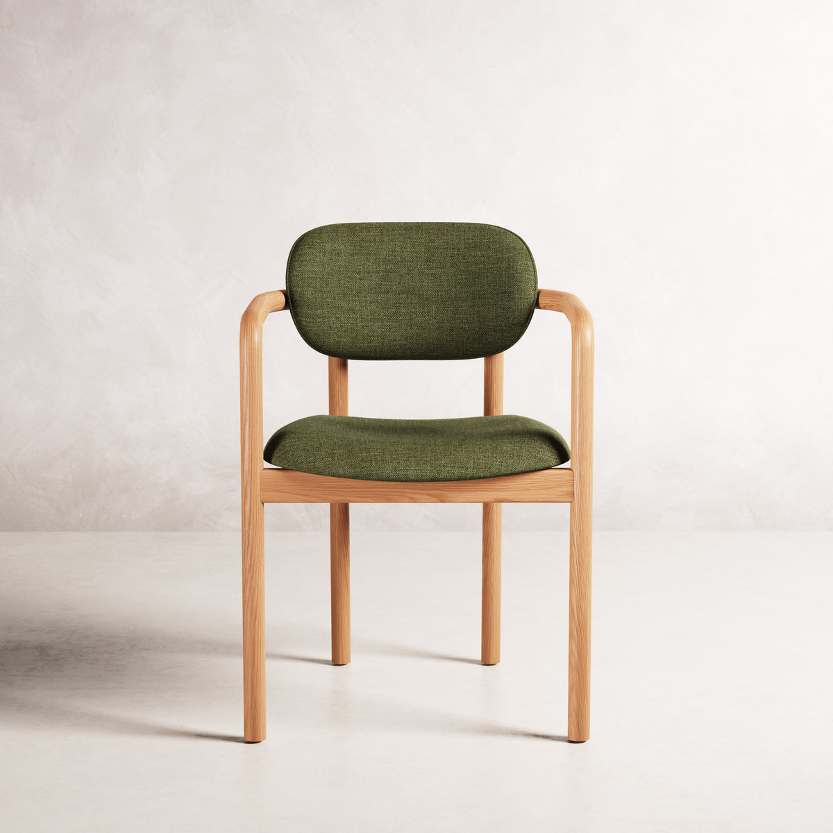 Lando Dining Chair - Solid American Oak with Aloe Green Fabric | 360 View - Frame 34