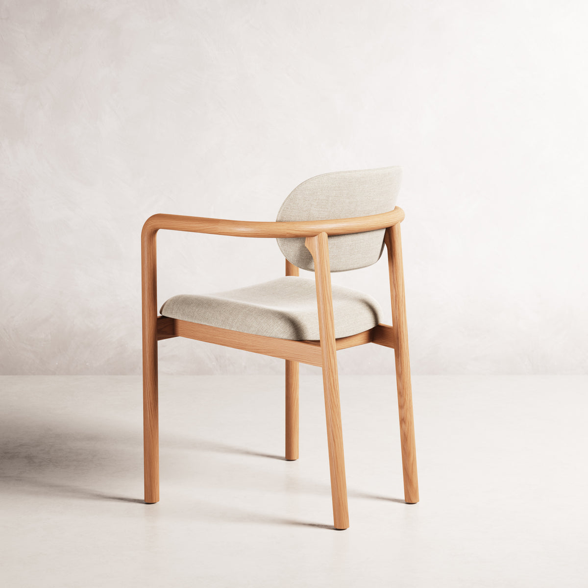 Lando Dining Chair - Solid American Oak with Oatmeal Beige Fabric | 360 View - Frame 21