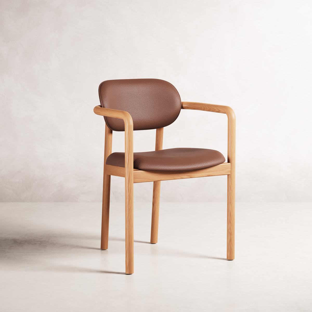 Lando Dining Chair - Solid American Oak with Tan Leather | 360 View - Frame 1