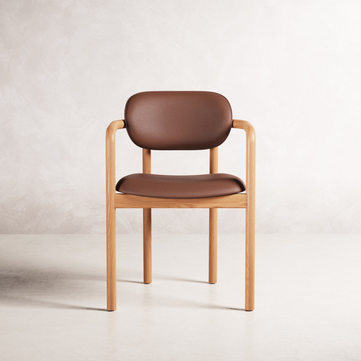 Lando Dining Chair - Solid American Oak with Tan Leather | 360 View - Frame 34