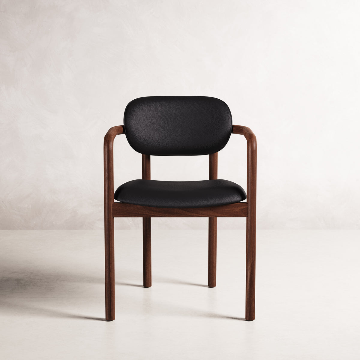Lando Dining Chair - Solid American Walnut with Black Leather | 360 View - Frame 34