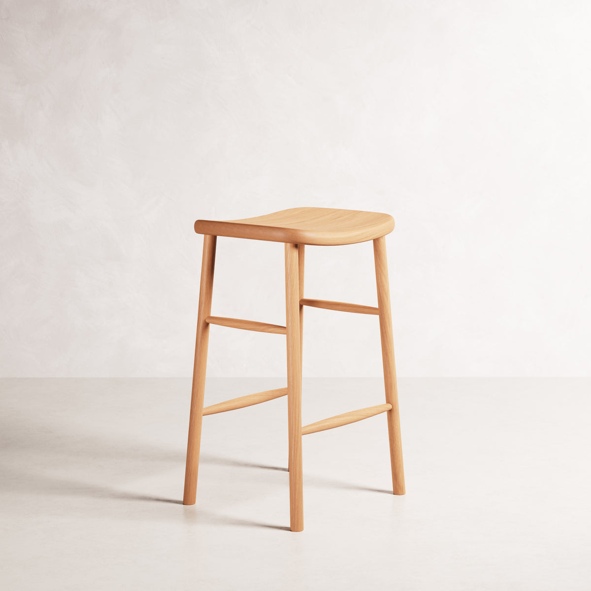 Luno Bar Stool - Solid American Oak with Solid Seat | 360 View - Frame 21