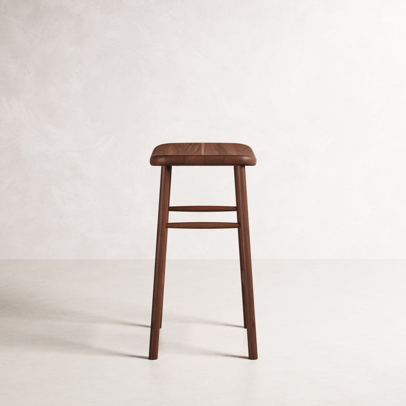 Luno Bar Stool - Solid American Walnut with Solid Seat | 360 View - Frame 7