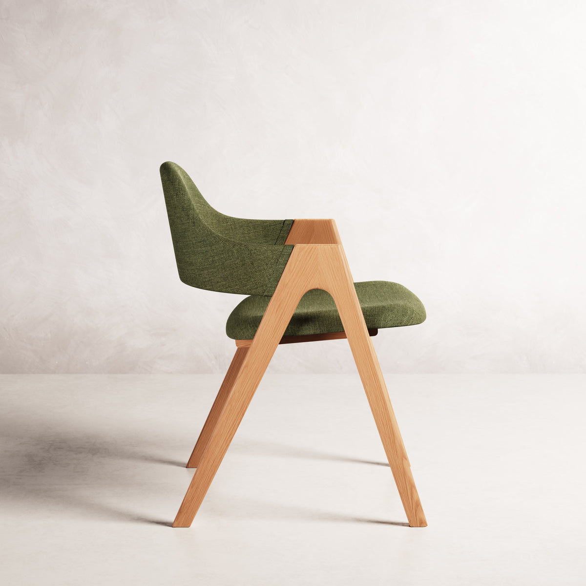 Nestor II Dining Chair - Solid American Oak with Aloe Green Fabric | 360 View - Frame 7